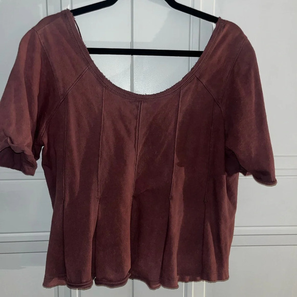 Free People Distressed Mauve Pink Scoop top - Picture 2 of 6